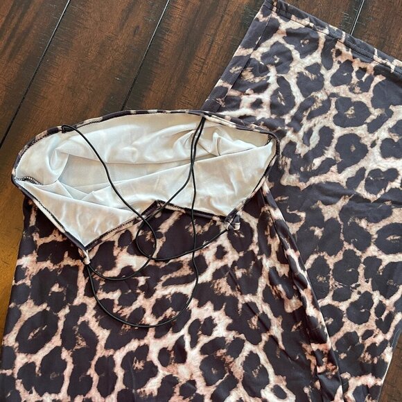 LAST ONE Uber Sexy Wild Print Spaghetti Strap Bodycon Tea Length Pencil Dress - Picture 6 of 9